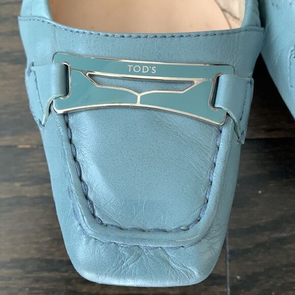 🥿Tod’s Square Toe Ballet Flats Leather Blue - Picture 6 of 7